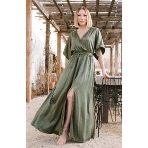 Baltic born olive Savannah print kimono maxi dress